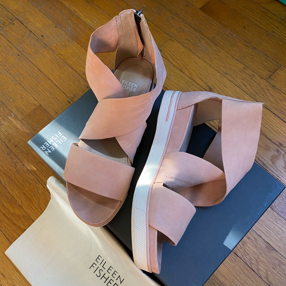 Eileen Fisher blush sport platform sandals 8.5